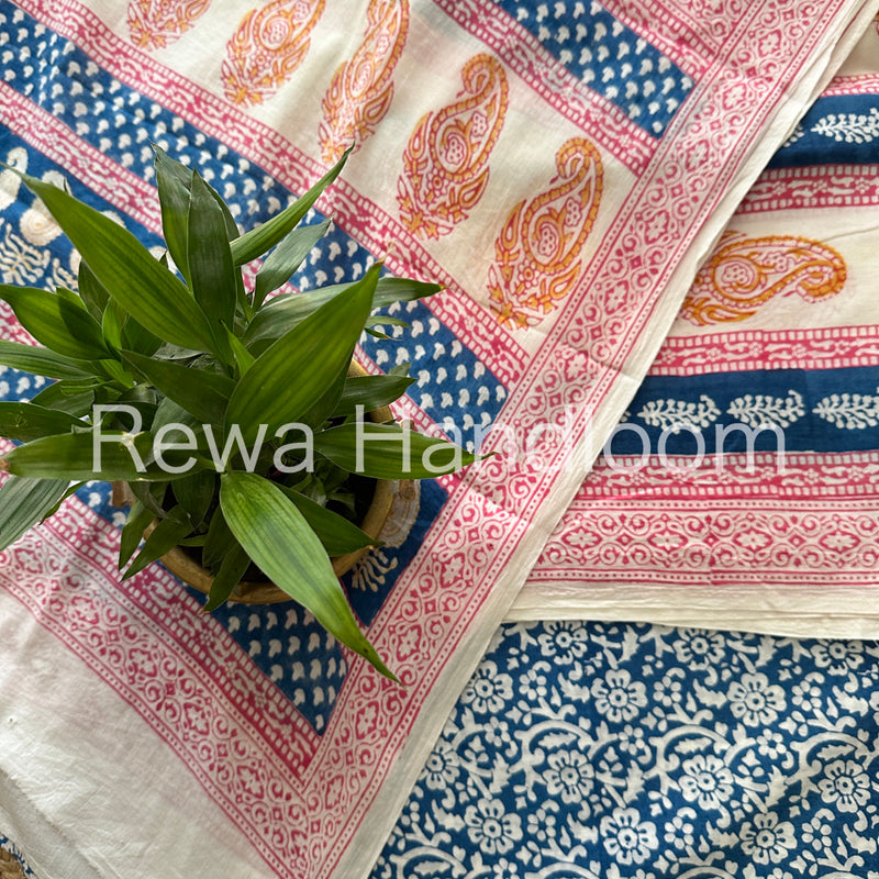 White-Blue Indigo Bagh Print Suit BCI06