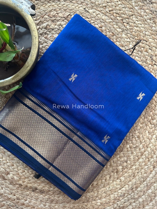 Maheshwari Blue Zari Butti Saree SW033