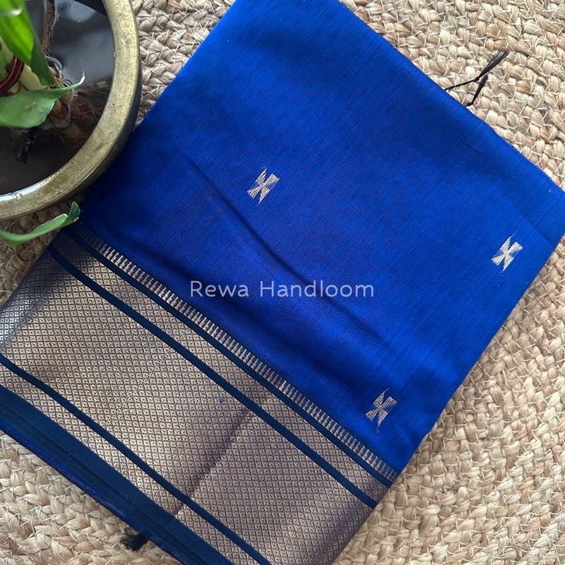 Maheshwari Blue Zari Butti Saree SW033