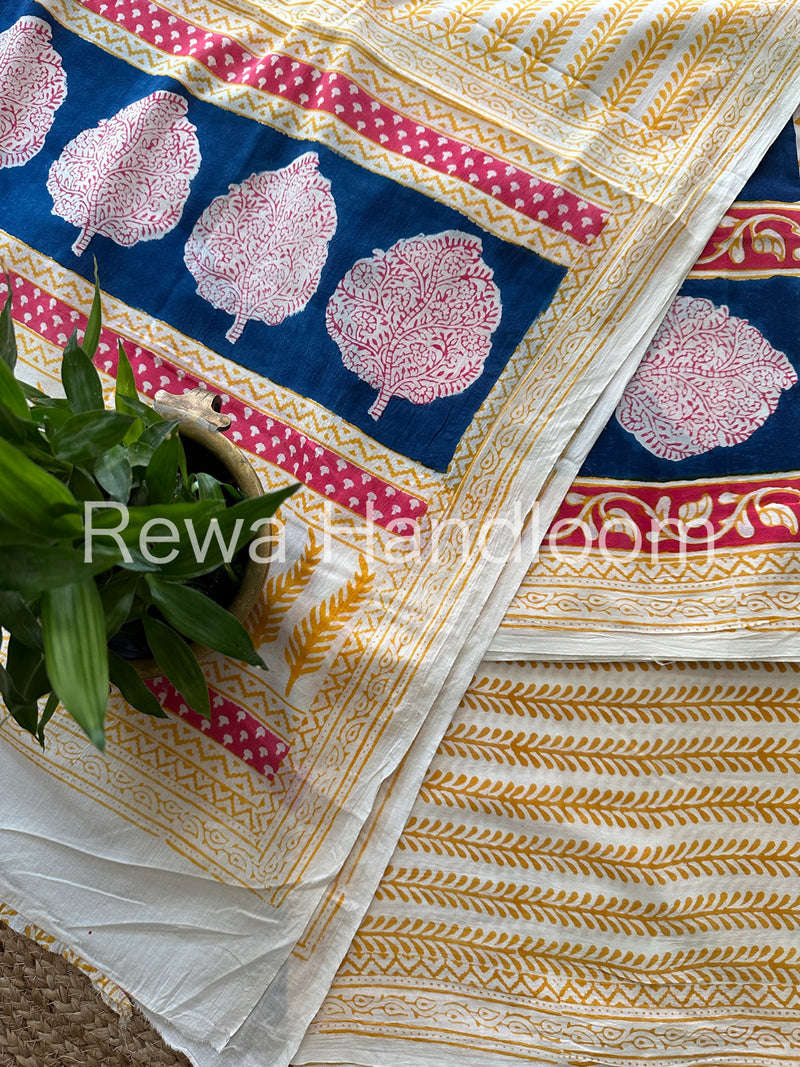 Blue-Yellow Indigo Bagh Print Suit BCI05
