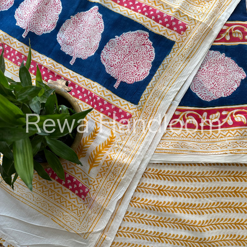 Blue-Yellow Indigo Bagh Print Suit BCI05