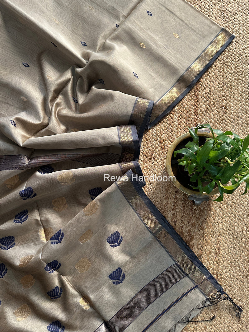 Maheshwari Beige Lotus Butta Saree LBS096