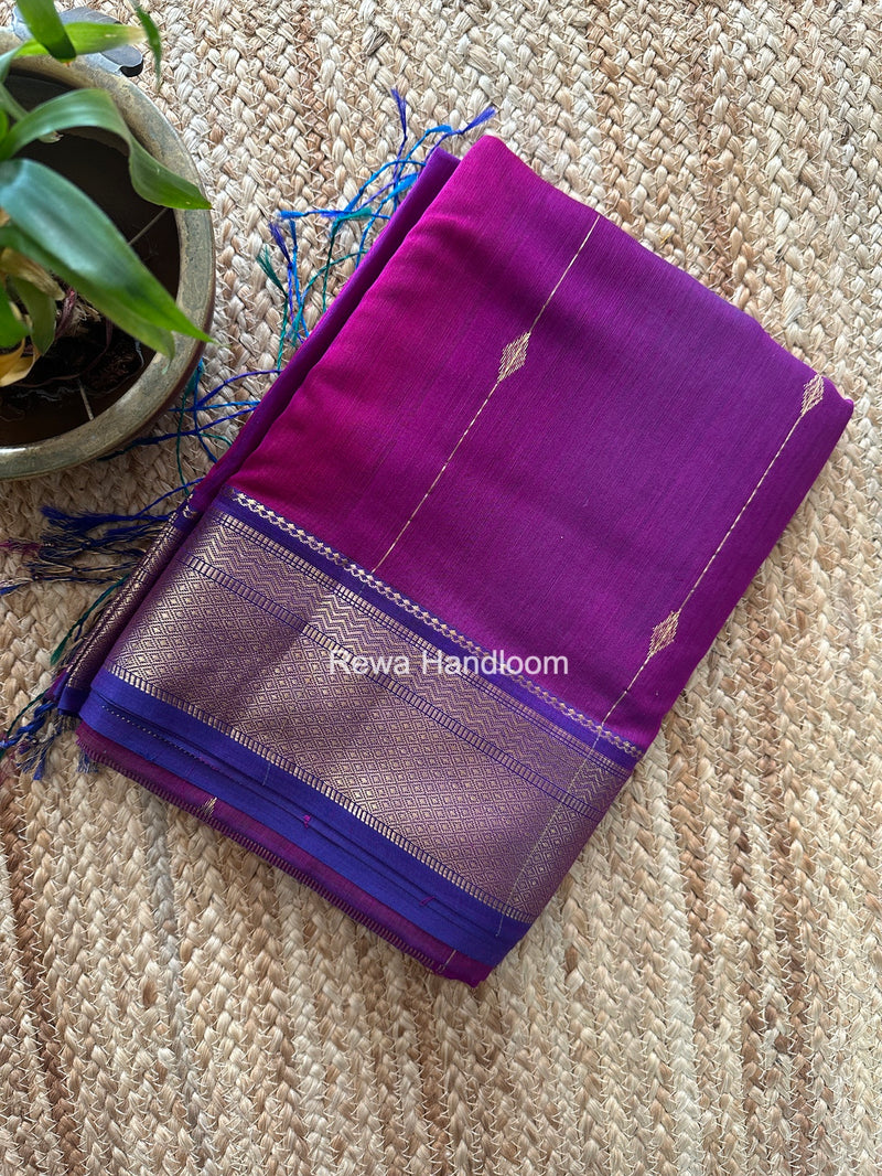 Maheshwari Dark Magenta Shaded Butti Saree SBBS046