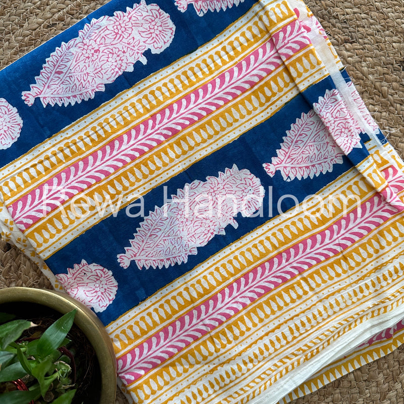Blue-Yellow Indigo Bagh Print Suit BCI010