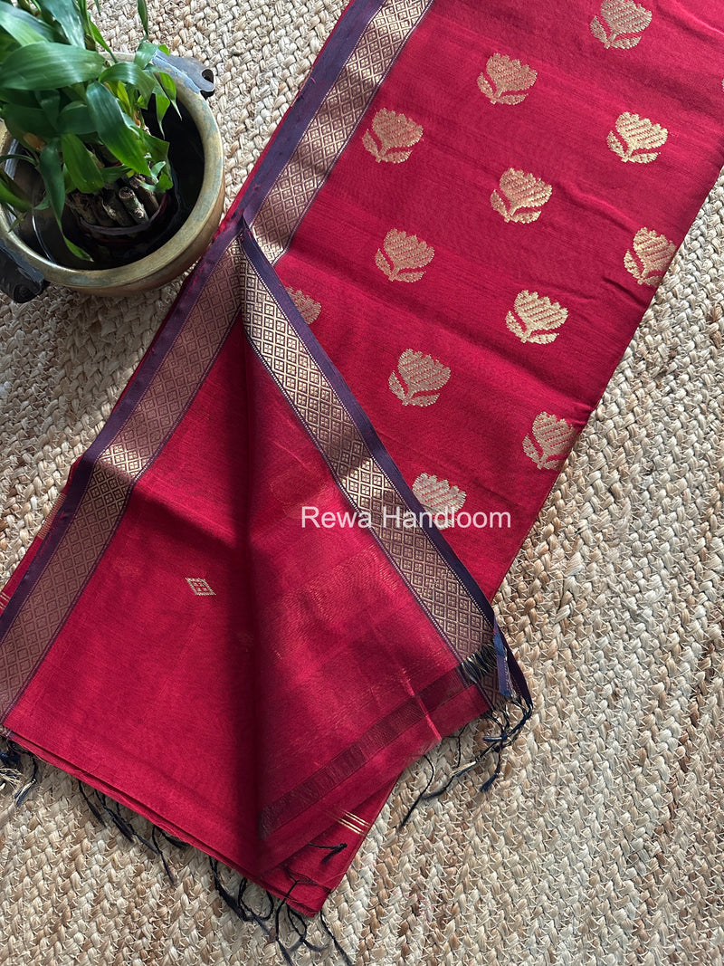 Maheshwari Beige Lotus Butta Saree LBS096