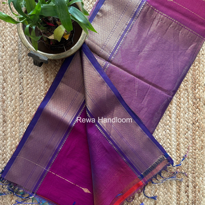 Maheshwari Dark Magenta Shaded Butti Saree SBBS046