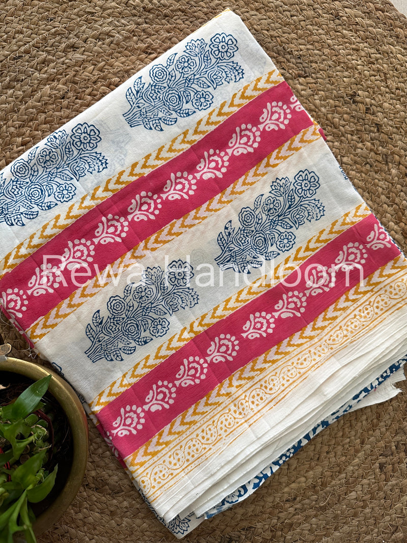 White-Blue Indigo Bagh Print Suit BCI014