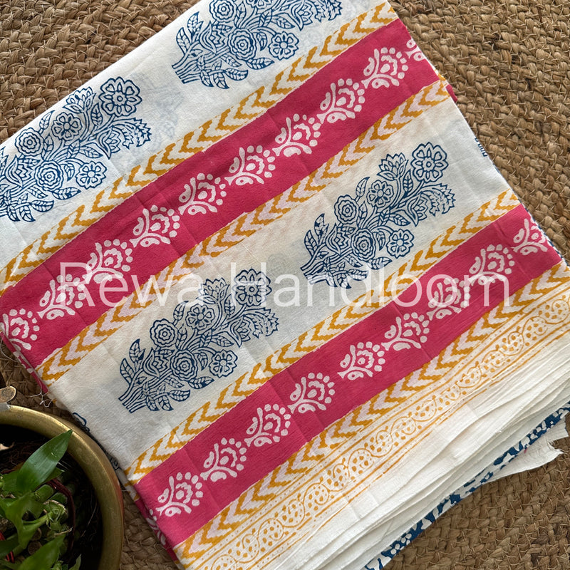 White-Blue Indigo Bagh Print Suit BCI014