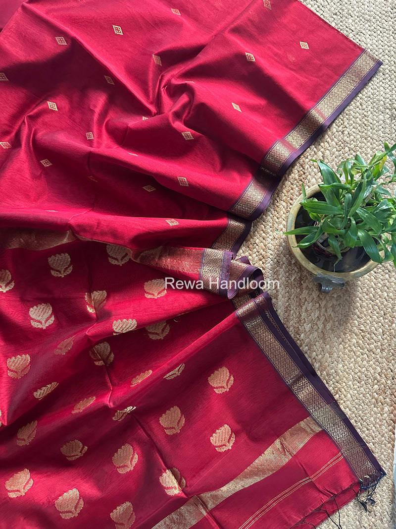 Maheshwari Beige Lotus Butta Saree LBS096