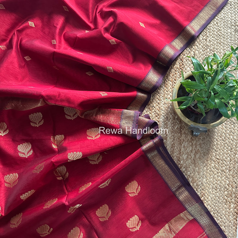 Maheshwari Beige Lotus Butta Saree LBS096