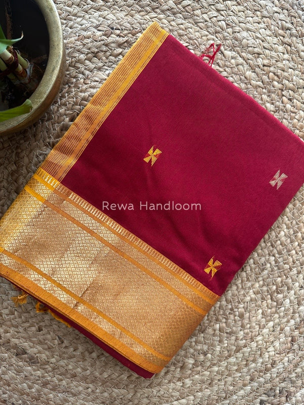 Maheshwari Maroon Zari Butti Saree SW030