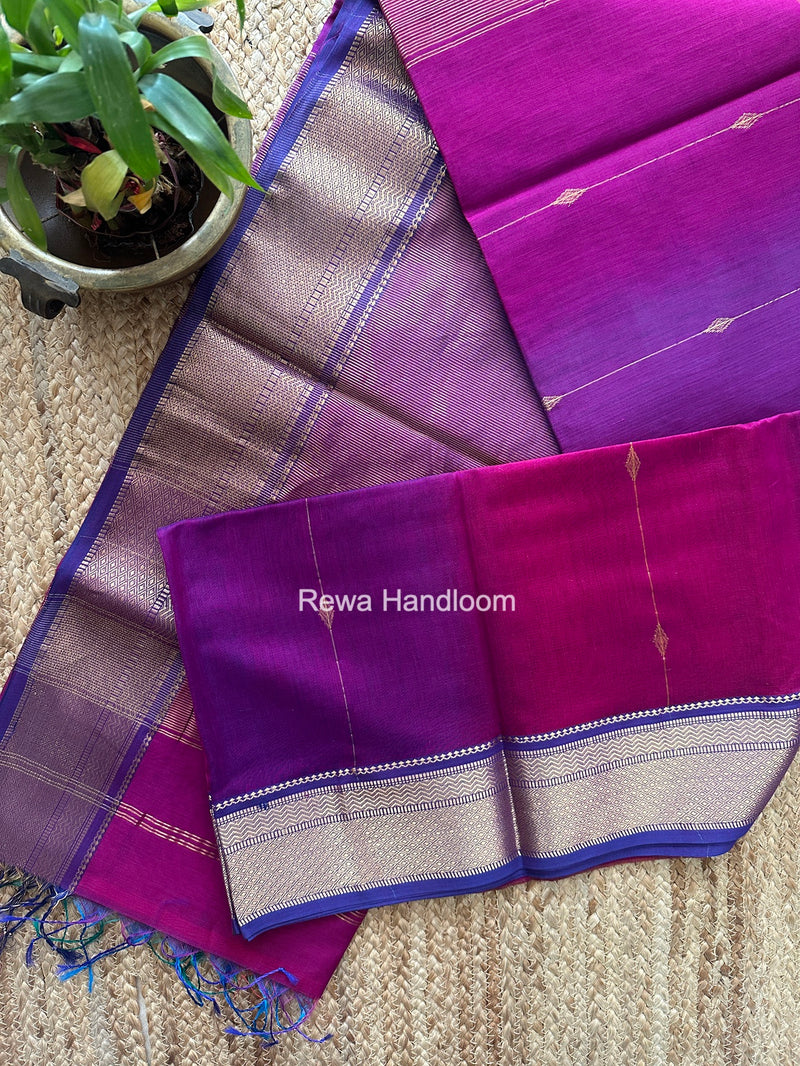 Maheshwari Dark Magenta Shaded Butti Saree SBBS046