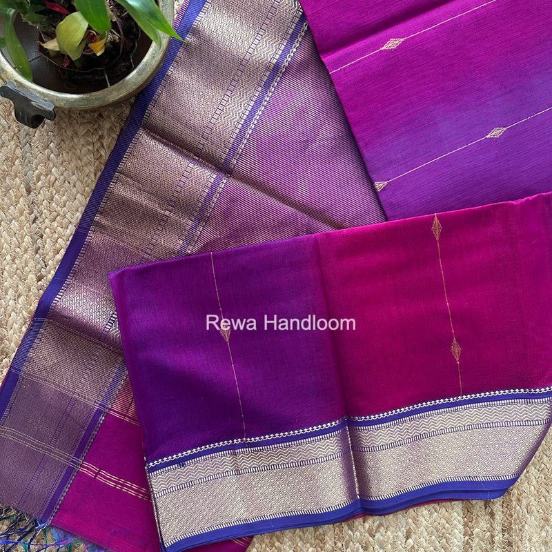Maheshwari Dark Magenta Shaded Butti Saree SBBS046