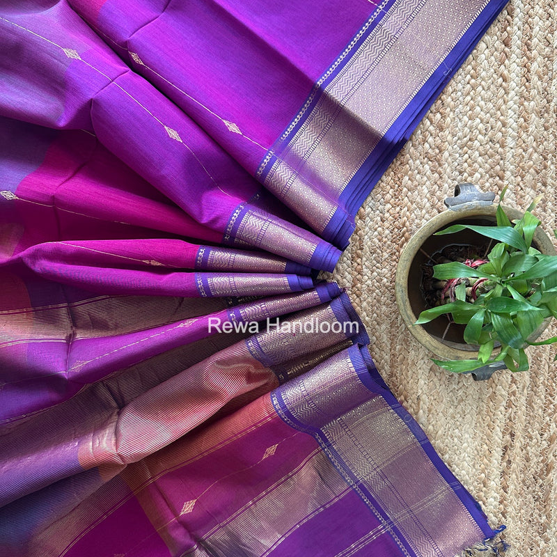 Maheshwari Dark Magenta Shaded Butti Saree SBBS046