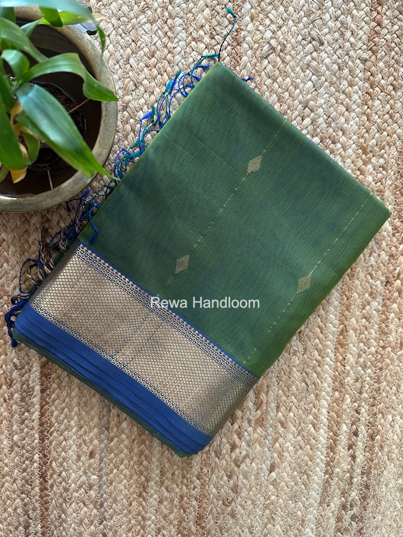 Maheshwari Mehendi Green Shaded Butti Saree SBBS049