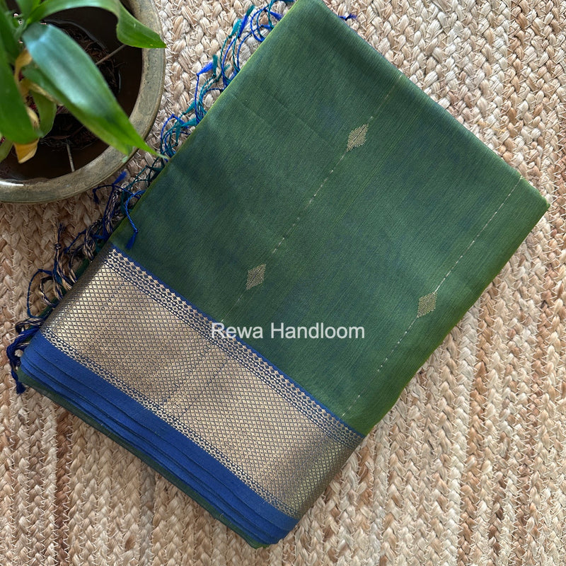 Maheshwari Mehendi Green Shaded Butti Saree SBBS049