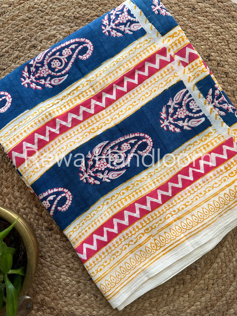 Blue-Yellow Indigo Bagh Print Suit BCI017