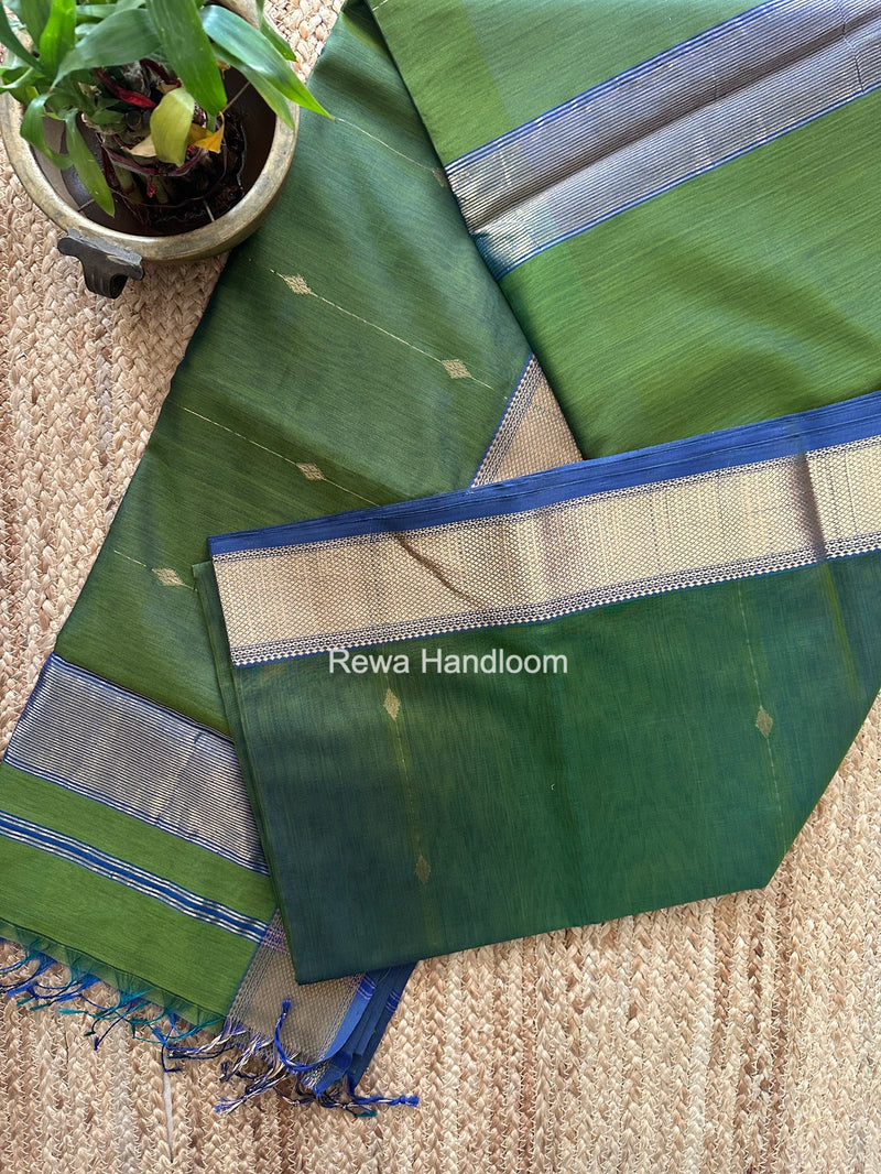 Maheshwari Mehendi Green Shaded Butti Saree SBBS049
