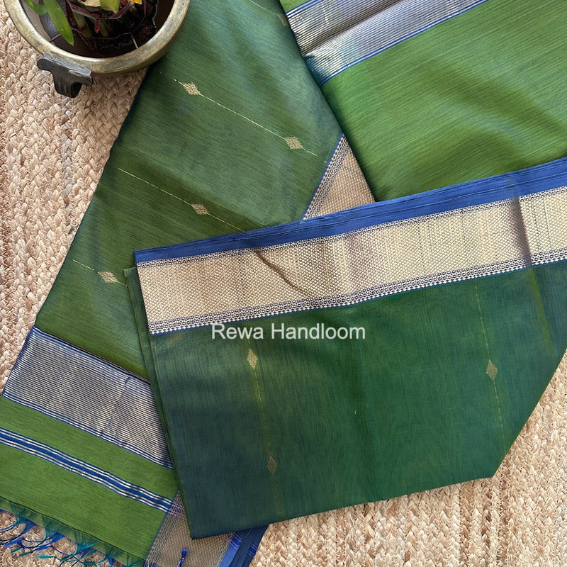 Maheshwari Mehendi Green Shaded Butti Saree SBBS049