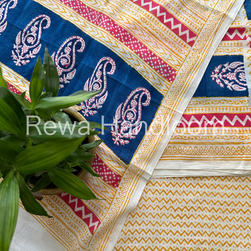 Blue-Yellow Indigo Bagh Print Suit BCI017
