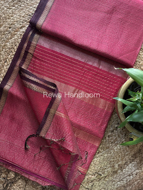 Maheshwari Pink Tissue Silk Saree-TCB007