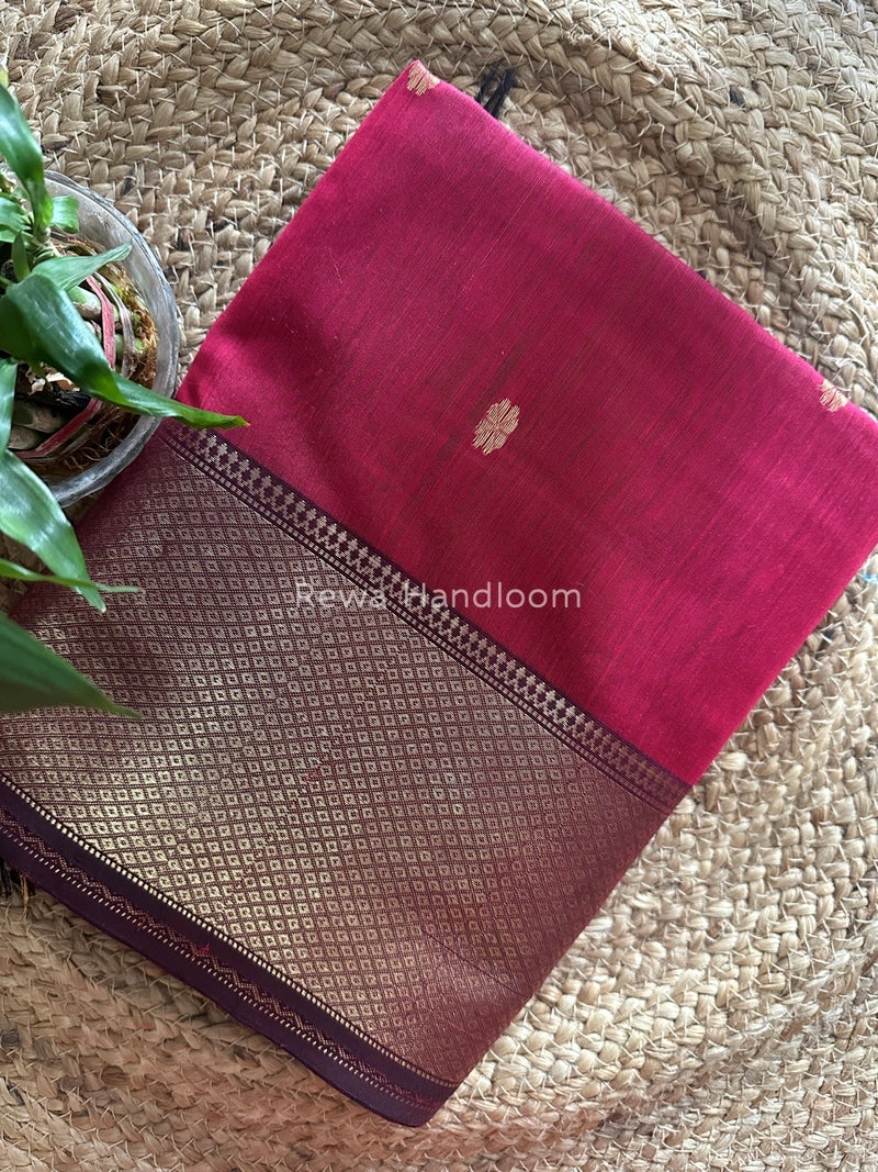 Maheshwari Rani Pink Zari Skirt Butti Saree ZSB038