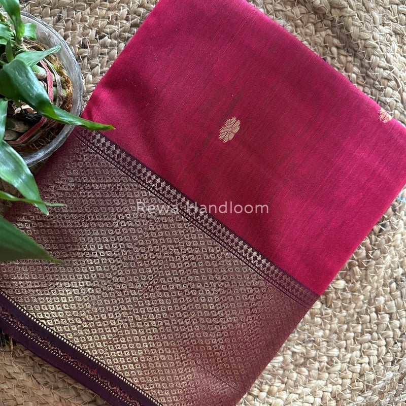 Maheshwari Rani Pink Zari Skirt Butti Saree ZSB038