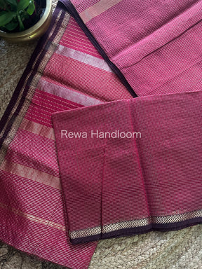 Maheshwari Pink Tissue Silk Saree-TCB007