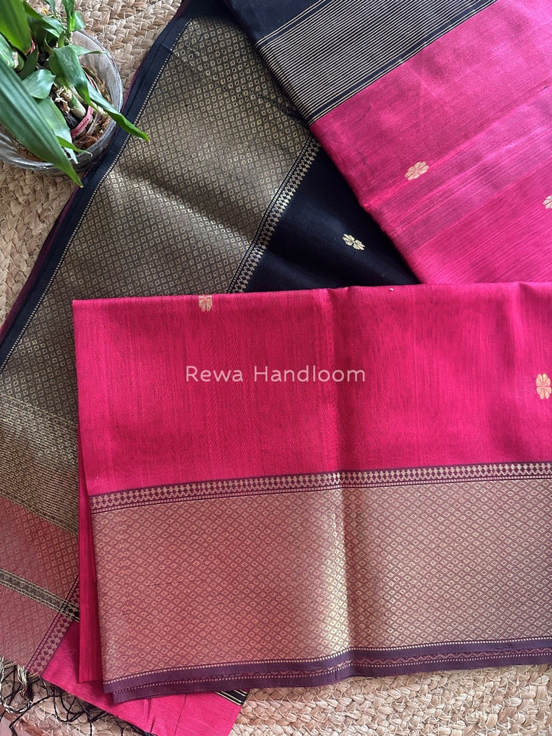Maheshwari Rani Pink Zari Skirt Butti Saree ZSB038