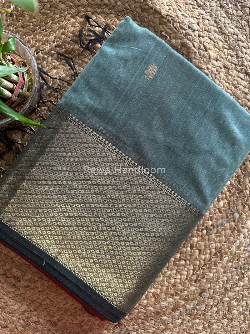Maheshwari Aqua Green Zari Skirt Butti Saree ZSB036