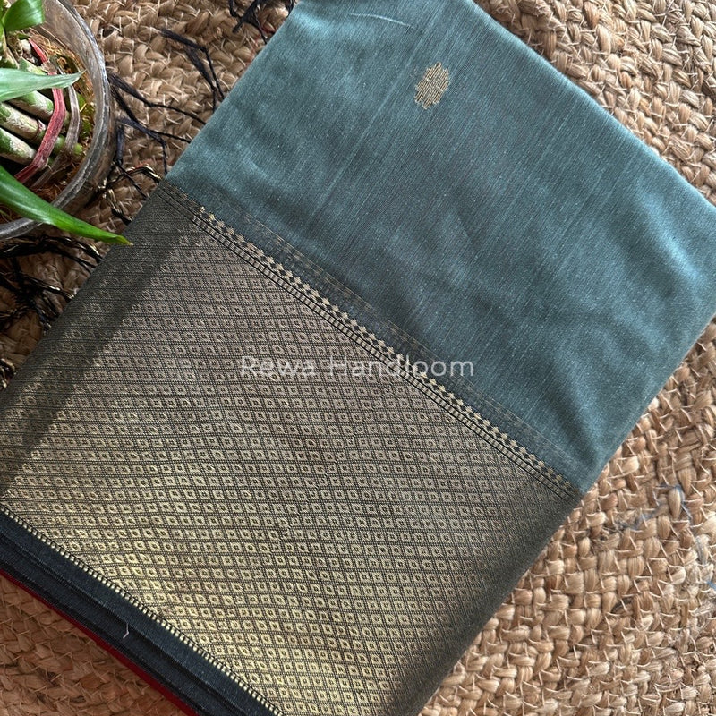 Maheshwari Aqua Green Zari Skirt Butti Saree ZSB036