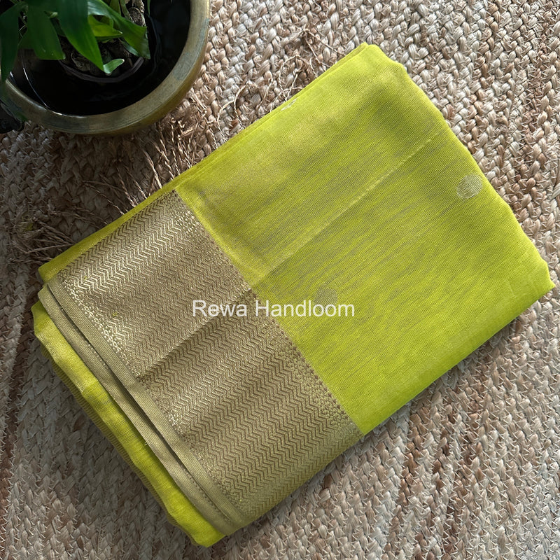 Maheshwari Lemon Yellow Tissue Butti Saree TBBS0117
