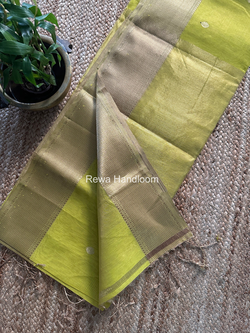 Maheshwari Lemon Yellow Tissue Butti Saree TBBS0117