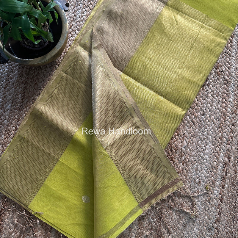 Maheshwari Lemon Yellow Tissue Butti Saree TBBS0117