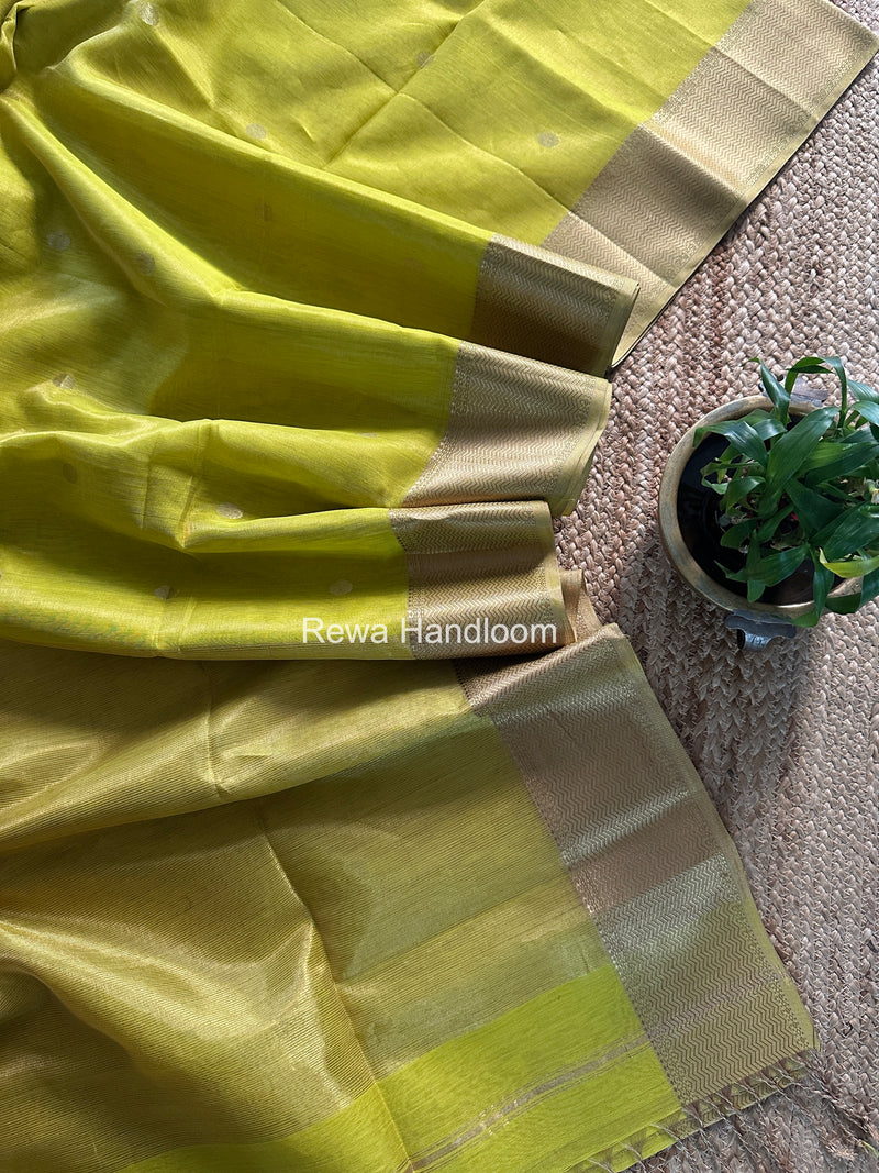 Maheshwari Lemon Yellow Tissue Butti Saree TBBS0117