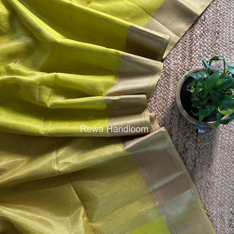 Maheshwari Lemon Yellow Tissue Butti Saree TBBS0117
