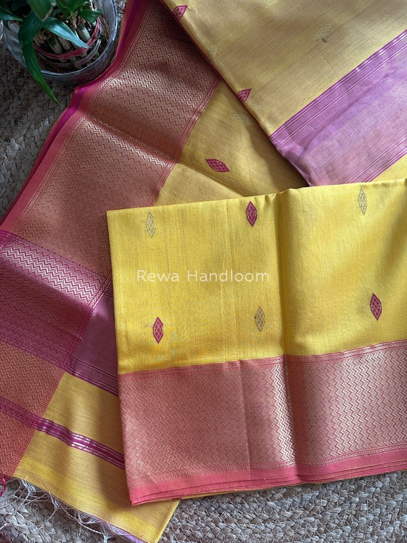 Maheshwari Yellow Zari Skirt Butti Saree ZSB033