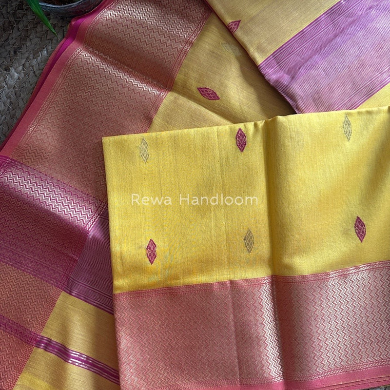 Maheshwari Yellow Zari Skirt Butti Saree ZSB033