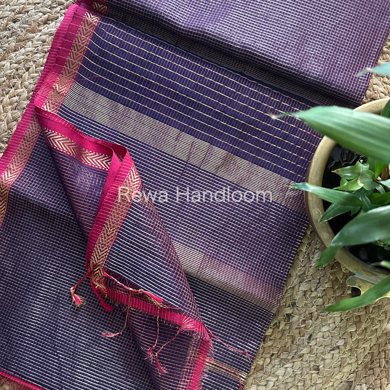 Maheshwari Violet Tissue Silk Saree-TCB003