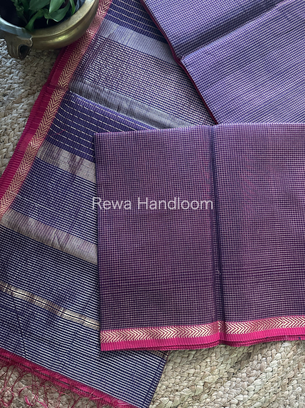 Maheshwari Violet Tissue Silk Saree-TCB003