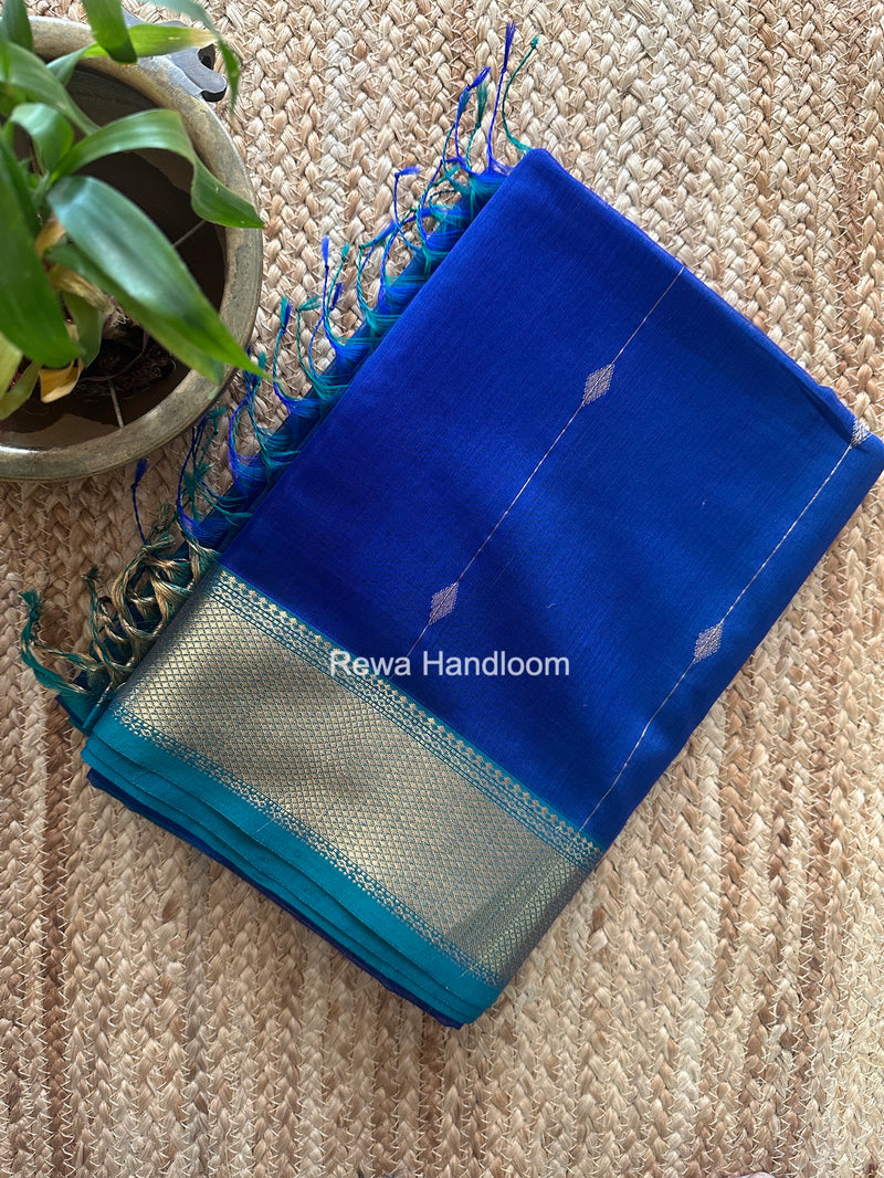 Maheshwari Blue Shaded Butti Saree SBBS050
