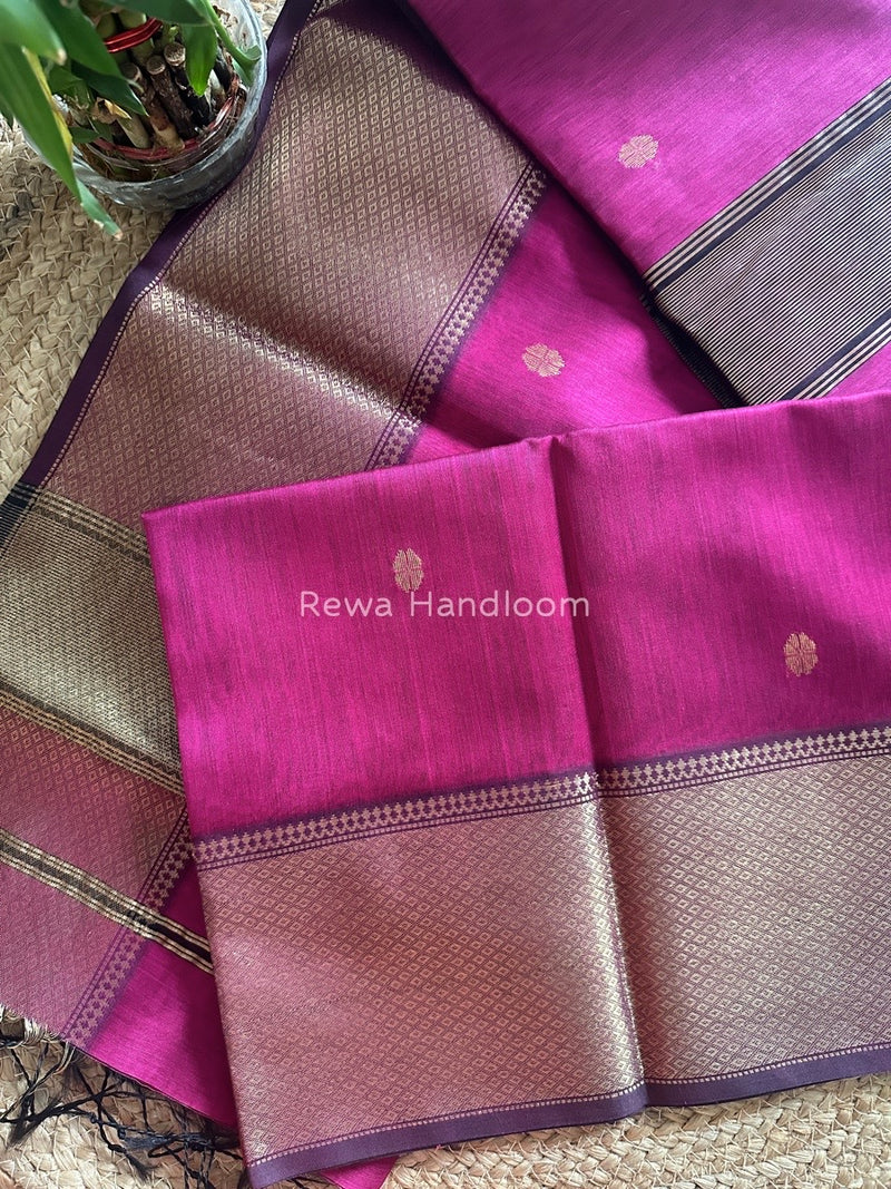 Maheshwari Magenta Zari Skirt Butti Saree ZSB028