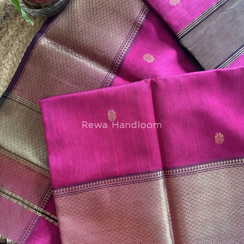 Maheshwari Magenta Zari Skirt Butti Saree ZSB028