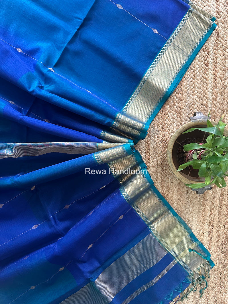 Maheshwari Blue Shaded Butti Saree SBBS050