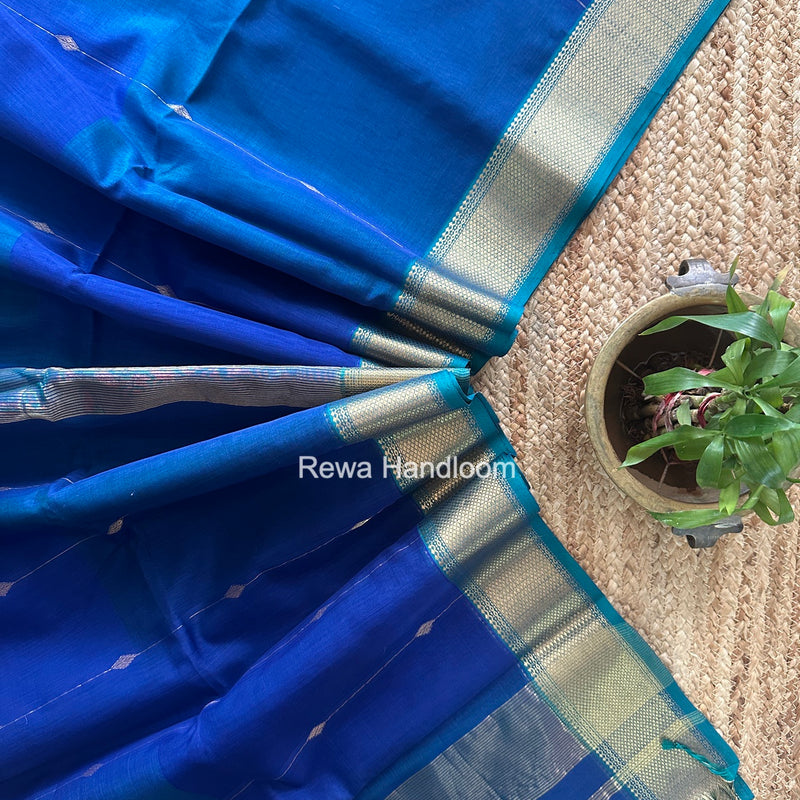 Maheshwari Blue Shaded Butti Saree SBBS050
