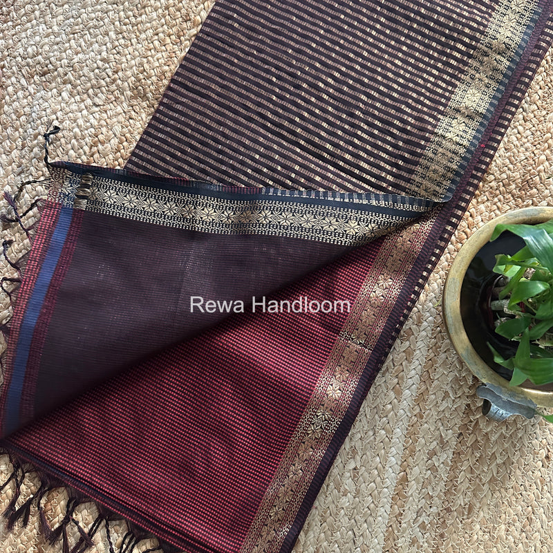 Maheshwari Rama Green Garbha Reshami Silk Saree GS315