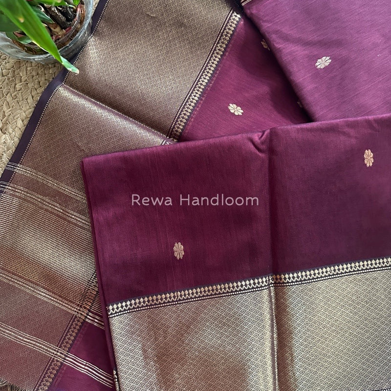 Maheshwari Wine Zari Skirt Butti Saree ZSB035