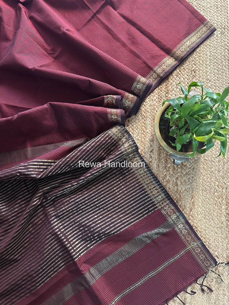 Maheshwari Rama Green Garbha Reshami Silk Saree GS315