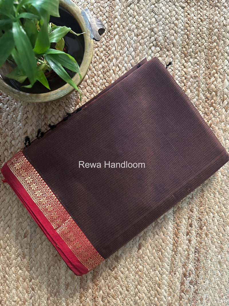 Maheshwari Brown Garbha Reshami Silk Saree GS318