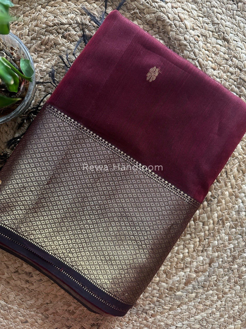 Maheshwari Maroon Zari Skirt Butti Saree ZSB037